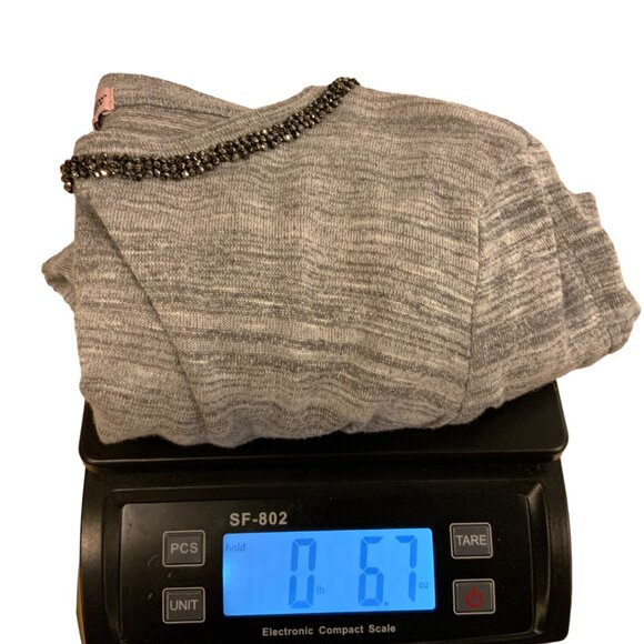 juicy Couture pull over tee long sleeve women's grey top round color embellished - Picture 8 of 8